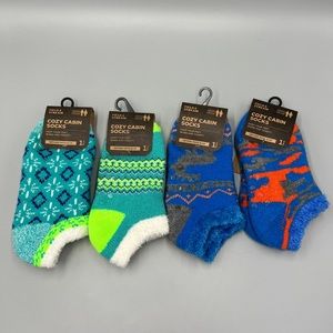 4 Pairs Youth Field & Stream Cozy Cabin Grip Bottom Socks, Aloe Infused, Sz 10-4